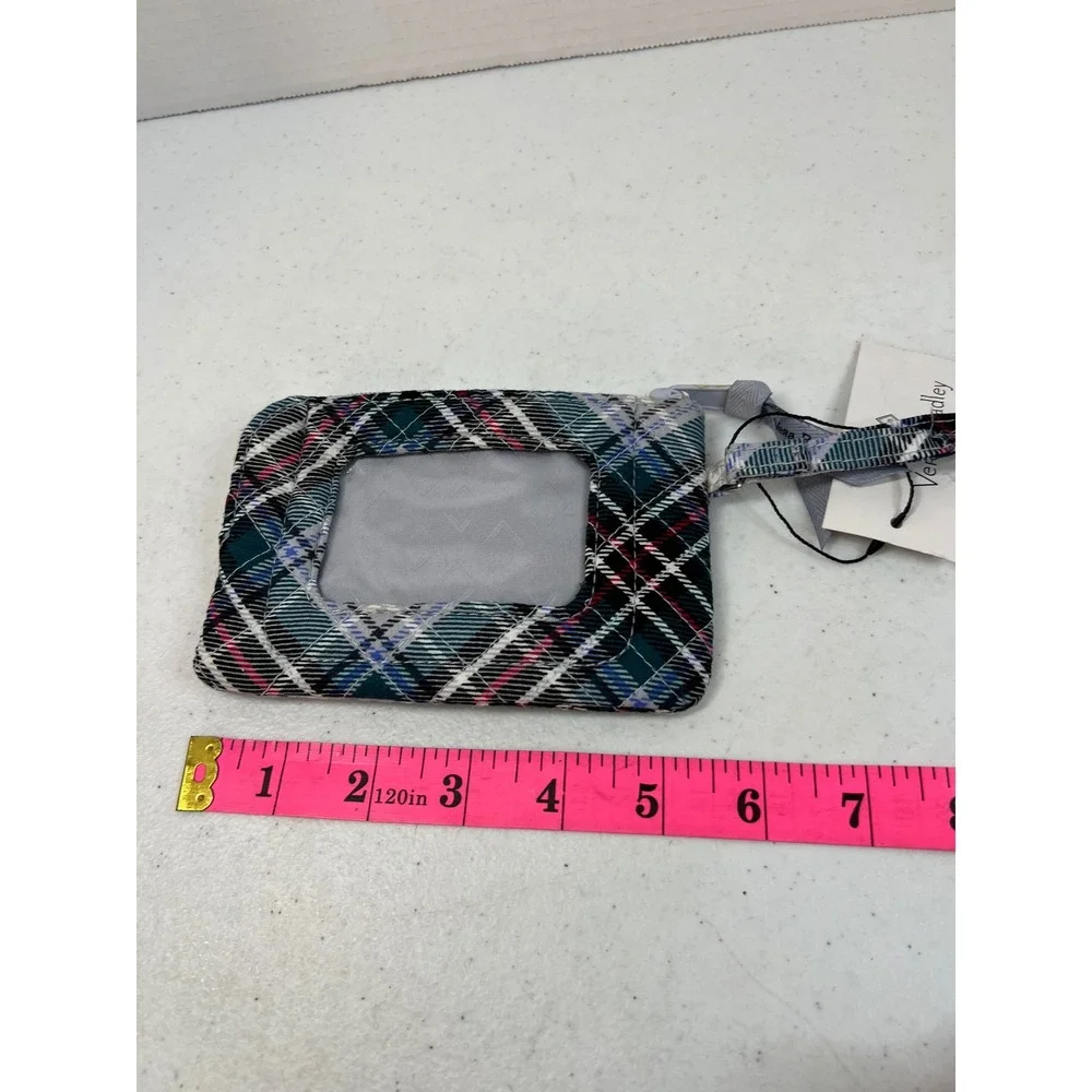 Vera Bradley RFID Zip ID Case Snowy Plaid Quilted Cotton Wallet NWT